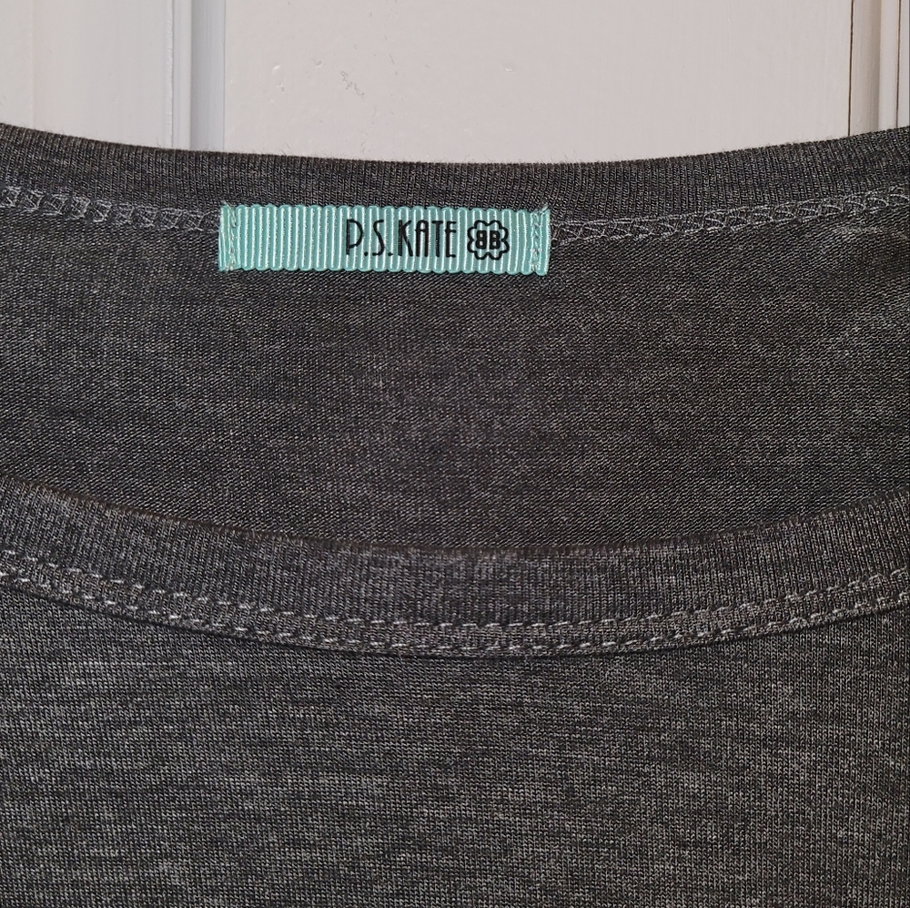 Womens Long Sleeve Sequined Gray Shirt Size Large - Picture 4 of 4